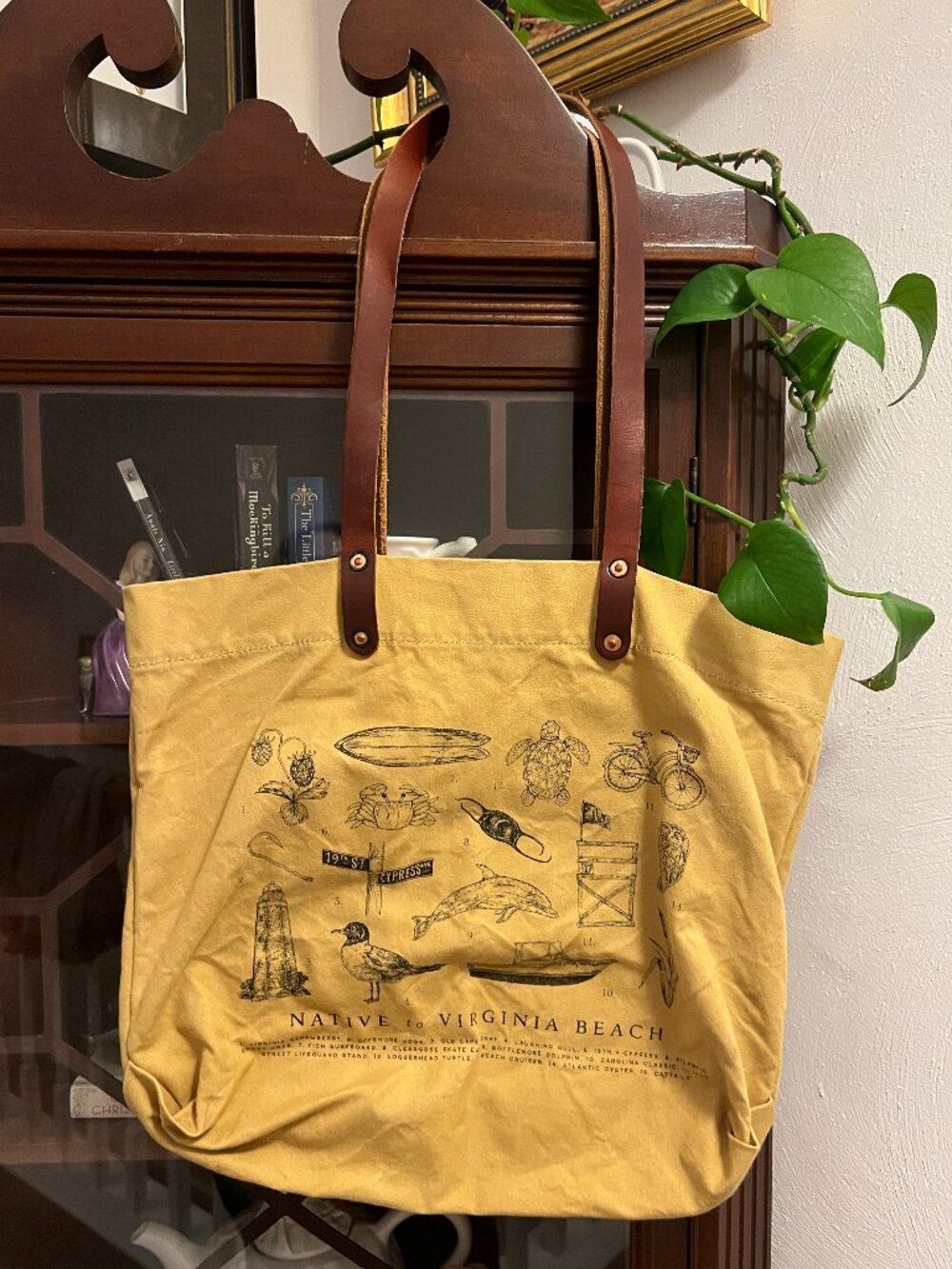 North End Bag Co Virginia Beach Canvas Tote Leather Strap Coastal Beach Bag